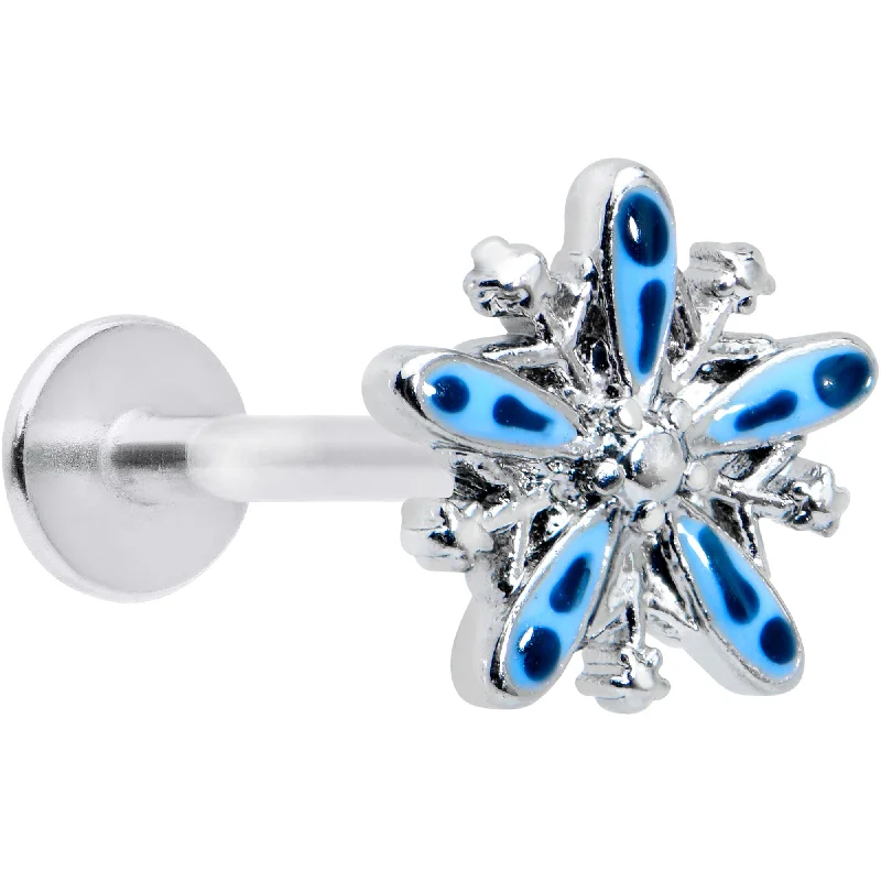 Beautiful Lip Rings with Creative Features16 Gauge 5/16 Snowflake Blues Christmas Labret Monroe Tragus