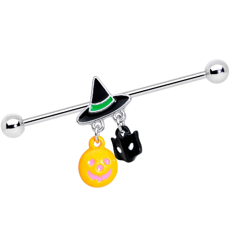Women's Earrings – Elegant Designs for Every Personality--14 Gauge Witch Hat Pumpkin Halloween Dangle Industrial Barbell 38mm Women's Earrings – Elegant Designs for Every Personality--14 Gauge Witch Hat Pumpkin Halloween Dangle Industrial Barbell 38mm