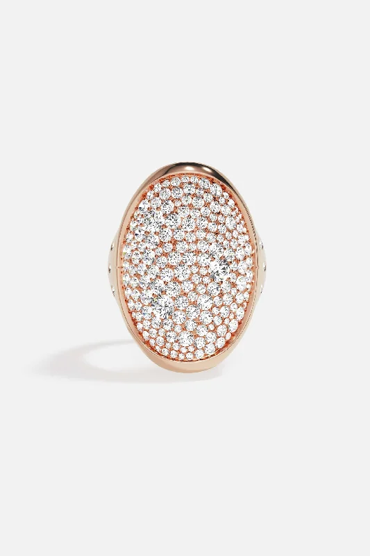 Chic Women's Rings for Fashion-Forward Looks-Pavé Rose Gold Oval Ring