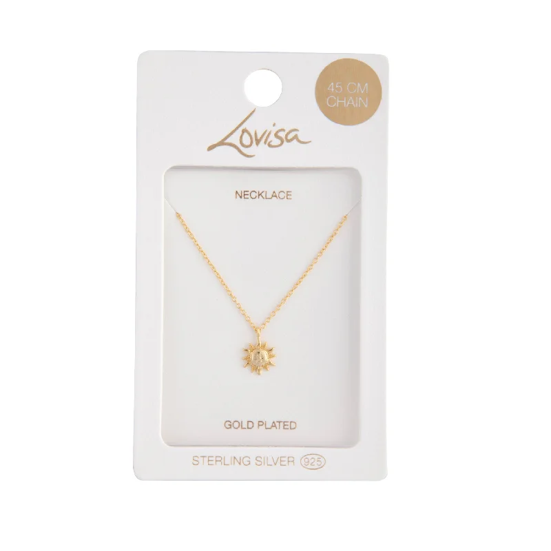 Shop Classic Women's  Necklaces & Pendants with a Modern Twist-Gold Plated Sterling Silver Sun Pendant Necklace