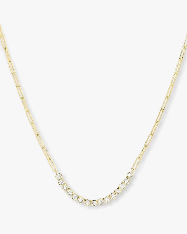Shop Classic Women's Necklaces & Pendants with a Modern Twist-Baroness Samantha Tennis Necklace - Gold|White Diamondettes Shop Classic Women's Necklaces & Pendants with a Modern Twist-Baroness Samantha Tennis Necklace - Gold|White Diamondettes