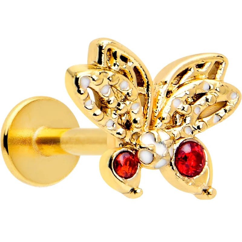 Women's Earrings – Elegant Designs for Every Personality--16 Gauge Red CZ Gem Gold Tone Drama Butterfly Flat Back Earring Women's Earrings – Elegant Designs for Every Personality--16 Gauge Red CZ Gem Gold Tone Drama Butterfly Flat Back Earring