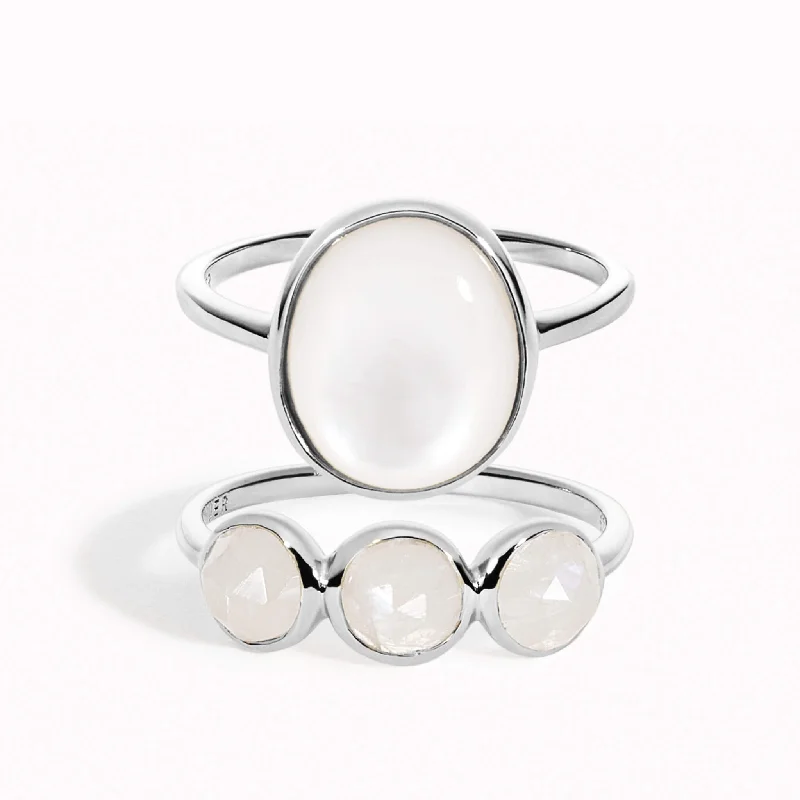 Chic Women's Rings for Fashion-Forward Looks-Silver Statement Ring Set - Elisa & Margit Chic Women's Rings for Fashion-Forward Looks-Silver Statement Ring Set - Elisa & Margit