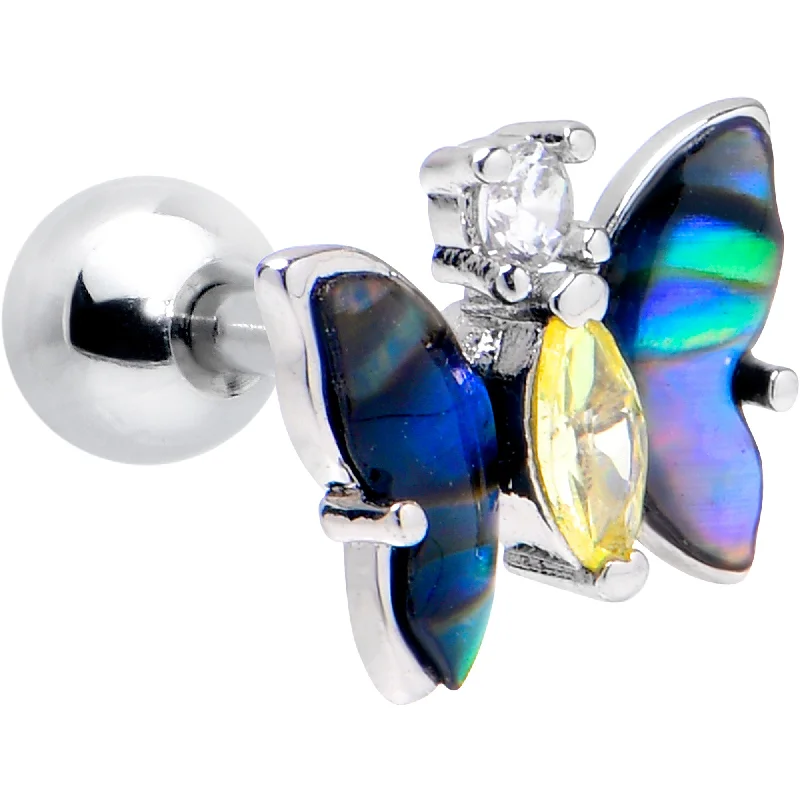 Women's Earrings – Elegant Designs for Every Personality--16 Gauge 1/4 Clear Yellow Gem Dark Butterfly Cartilage Tragus Earring Women's Earrings – Elegant Designs for Every Personality--16 Gauge 1/4 Clear Yellow Gem Dark Butterfly Cartilage Tragus Earring