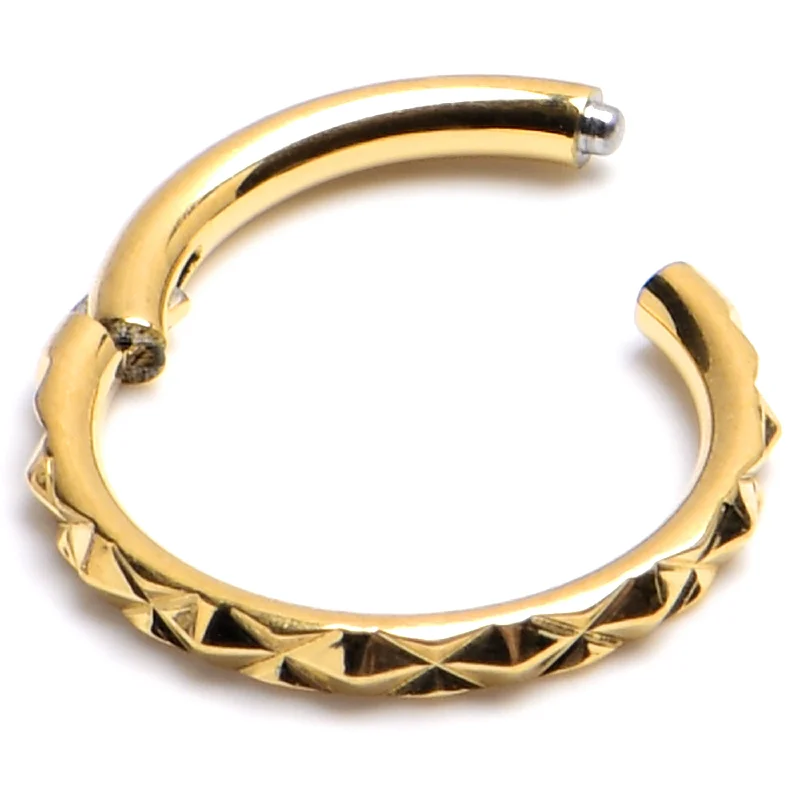 Nose Rings for Bridal Look -16 Gauge 5/16 Gold Tone Punk Texture Precision Hinge Segment Ring