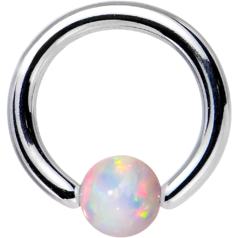 Women's Earrings – Elegant Designs for Every Personality--16 Gauge 1/4 3mm White Synthetic Opal Steel BCR Captive Ring