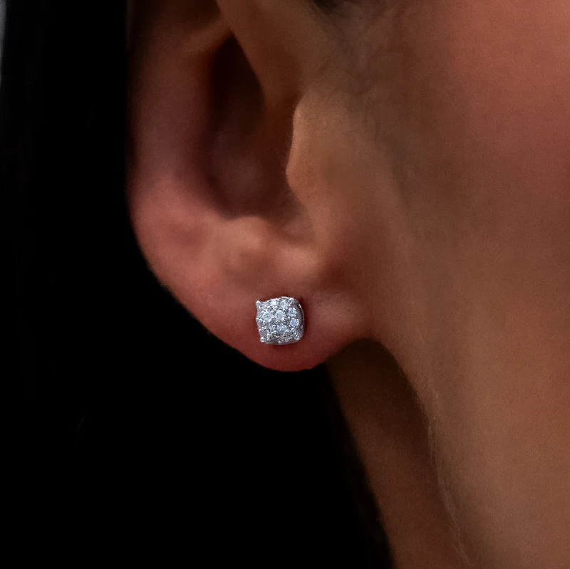 Women's Earrings – Elegant Designs for Every Personality--5mm Pave Round Earrings in White Gold