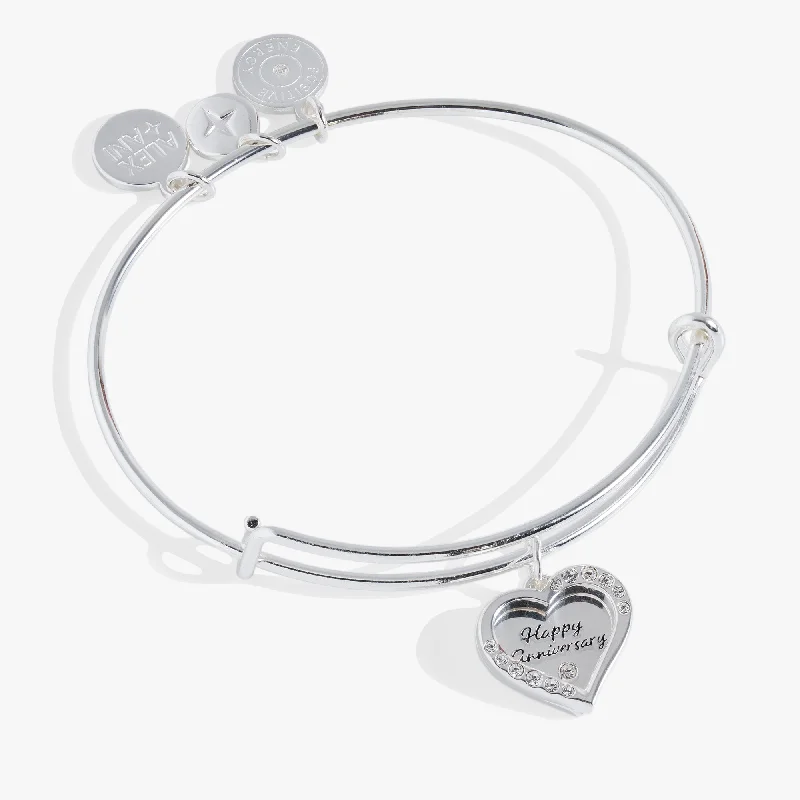 Women's Bangles with Simple Textures-Anniversary Heart Bangle