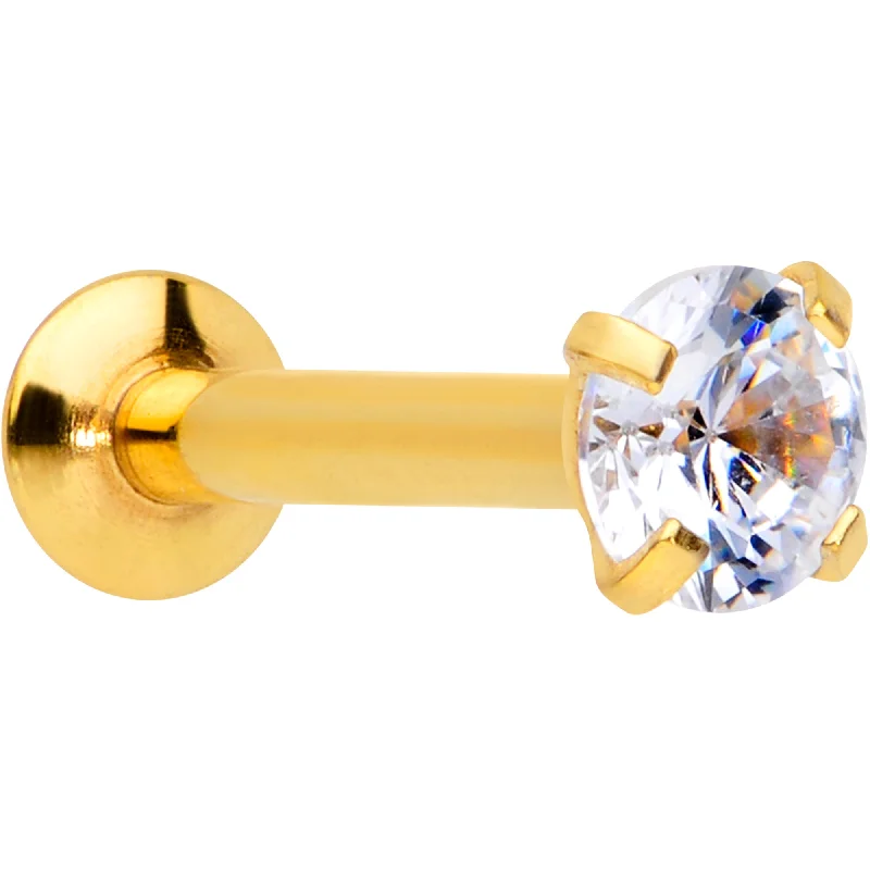 Lip Rings for Every Fashion Style16 Gauge 5/16 CZ Gem Gold PVD 3mm Threadless Push In Labret Tragus