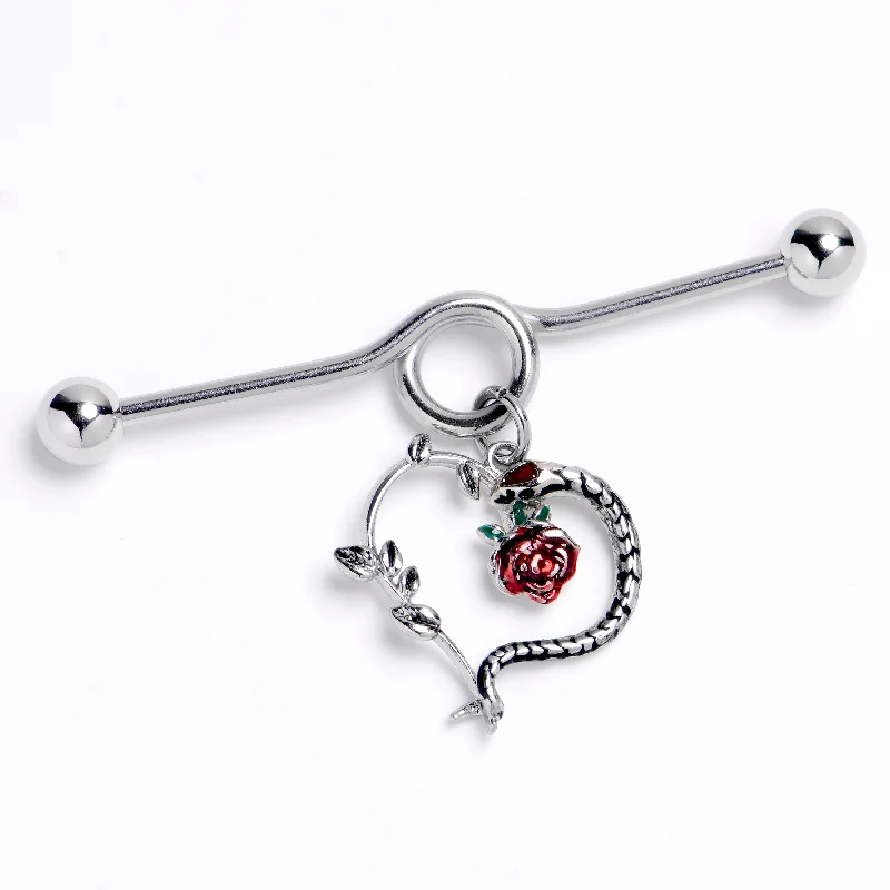 Women's Earrings – Elegant Designs for Every Personality--14 Gauge Snake Heart Flower Dangle Project Bar 38mm