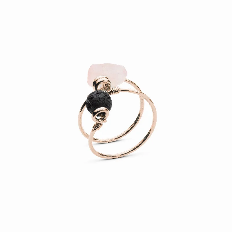 Chic Women's Rings for Fashion-Forward Looks-Rose Quartz Double Wrap Diffuser Ring