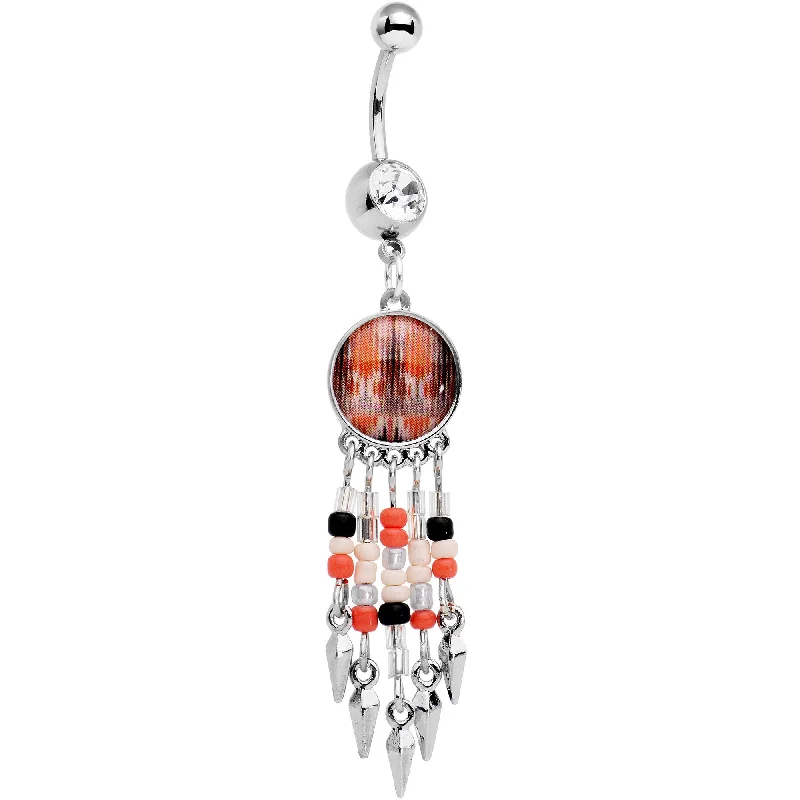 Trendy Belly Rings with Unique Features -Southwestern Sunrise Dreamcatcher Dangle Belly Ring Trendy Belly Rings with Unique Features -Southwestern Sunrise Dreamcatcher Dangle Belly Ring