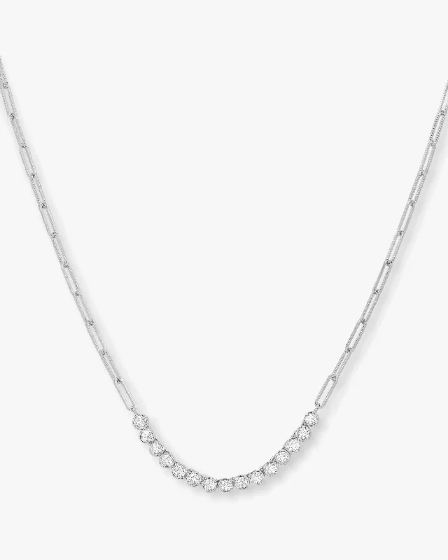 Shop Classic Women's Necklaces & Pendants with a Modern Twist-Baroness Samantha Tennis Necklace - Silver|White Diamondettes Shop Classic Women's Necklaces & Pendants with a Modern Twist-Baroness Samantha Tennis Necklace - Silver|White Diamondettes