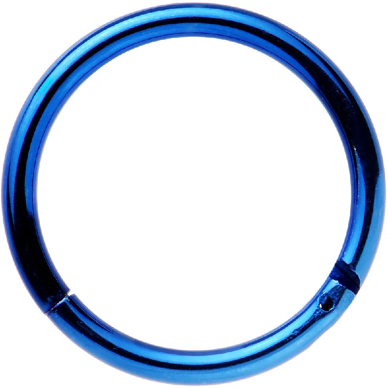 Trendy Nose Rings for Fashionable Women -16 Gauge 3/8 Blue Anodized Hinged Segment Ring Trendy Nose Rings for Fashionable Women -16 Gauge 3/8 Blue Anodized Hinged Segment Ring