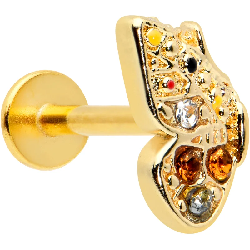 Affordable Lip Rings with Elegant Designs16 Gauge 5/16 Orange Gem Gold Tone Baroque Butterfly Labret Monroe Tragus