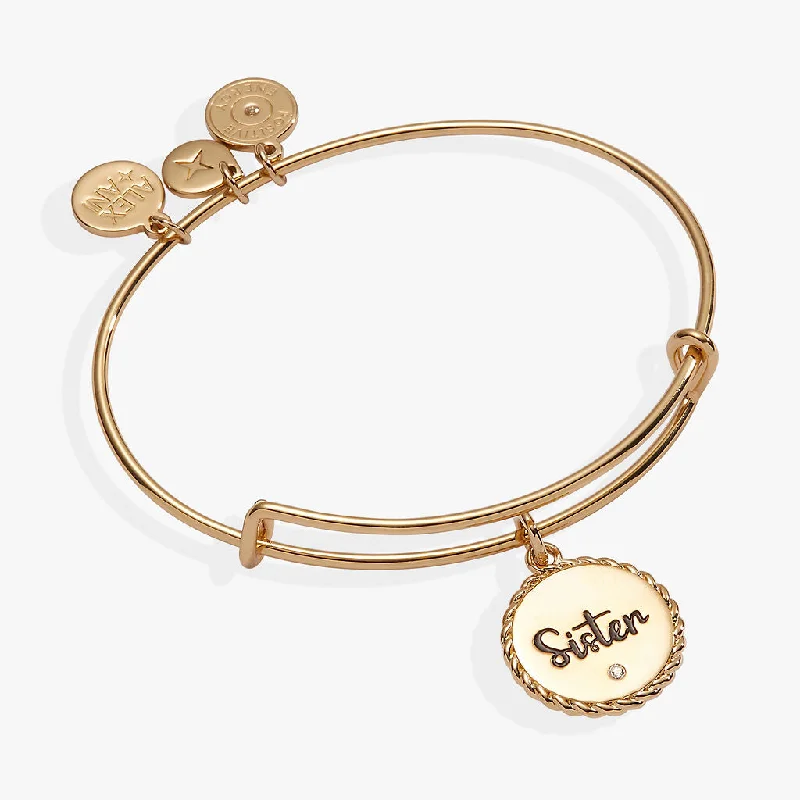 Crystal-Embedded Gold Bangles for Women-Sister Charm Bangle