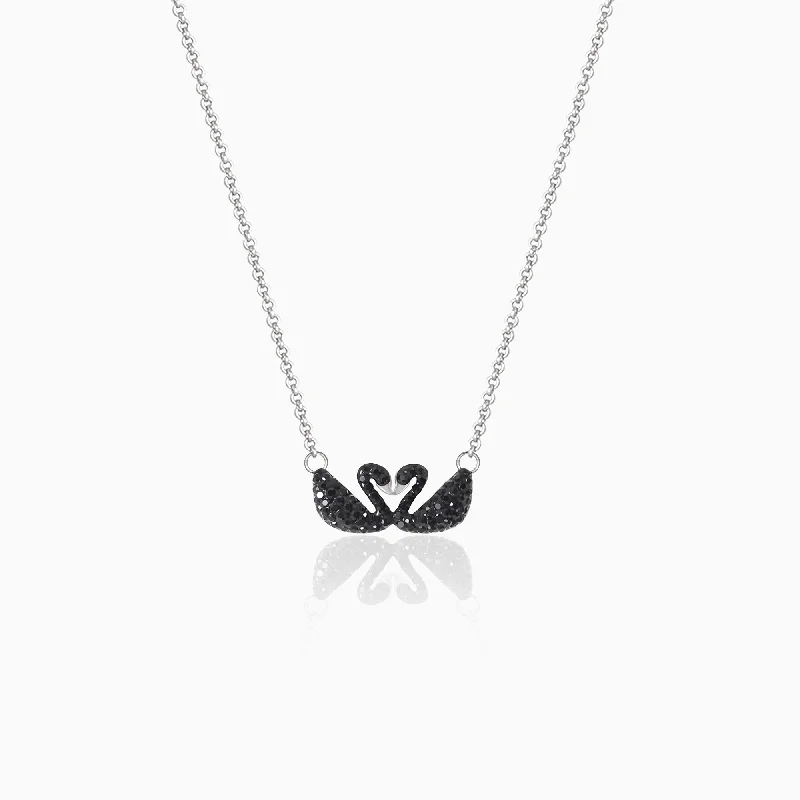 Shop Classic Women's  Necklaces & Pendants with a Modern Twist-Silver Black Swan Necklace