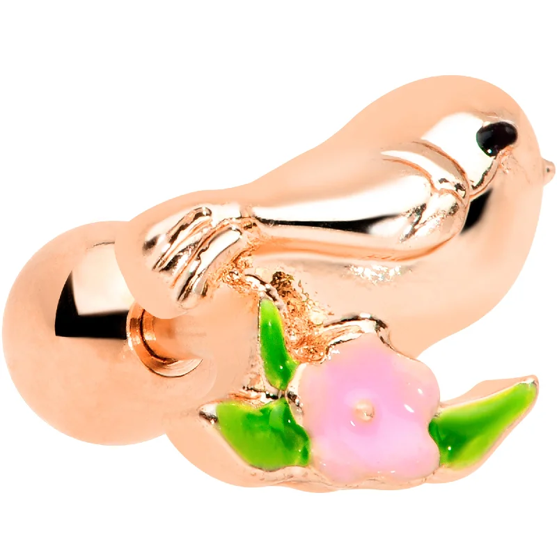 Women's Earrings – Elegant Designs for Every Personality--16 Gauge 1/4 Rose Gold Tone Bird Pink Flower Cartilage Tragus Women's Earrings – Elegant Designs for Every Personality--16 Gauge 1/4 Rose Gold Tone Bird Pink Flower Cartilage Tragus