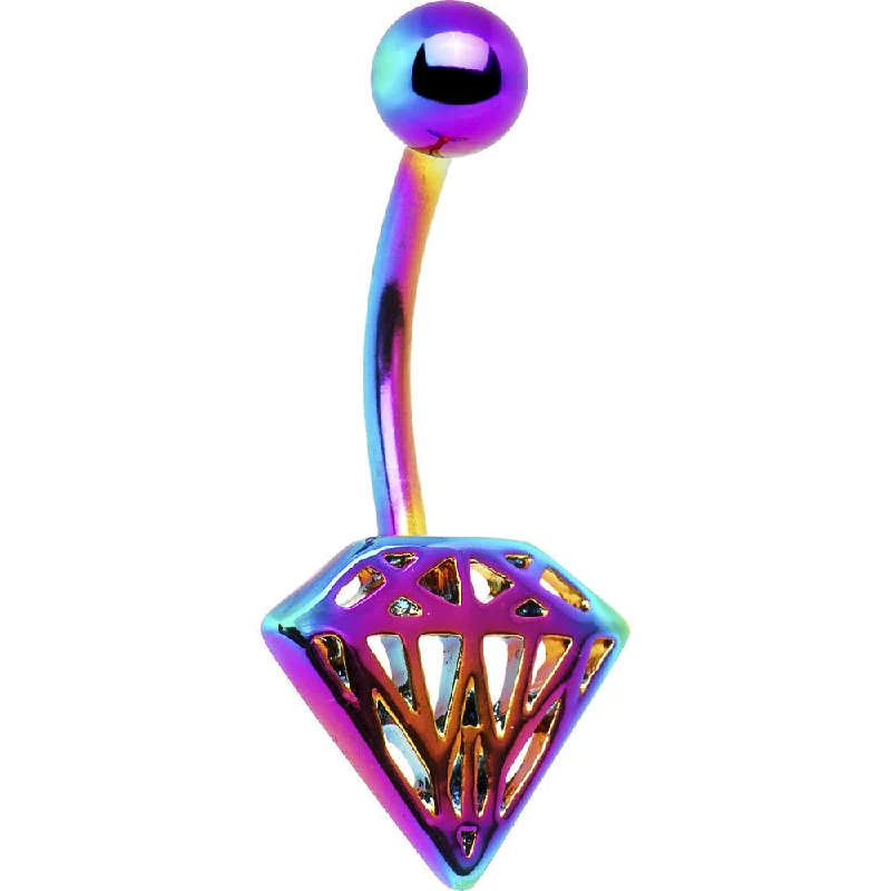 Stunning Belly Rings for Fashionistas -Rainbow Electro Titanium Cut-Out Diamond Belly Ring Stunning Belly Rings for Fashionistas -Rainbow Electro Titanium Cut-Out Diamond Belly Ring