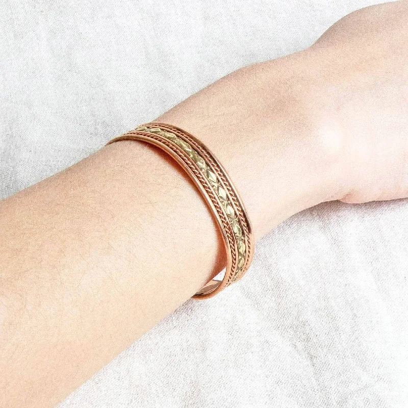 Personalized Gold Bangles for Women-Brass Diamond Magnetic Copper Bracelet