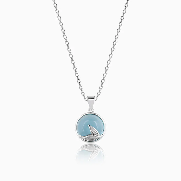 Shop Classic Women's Necklaces & Pendants with a Modern Twist-Silver Gleaming Blue Fish Tail Pendant with Link Chain Shop Classic Women's Necklaces & Pendants with a Modern Twist-Silver Gleaming Blue Fish Tail Pendant with Link Chain