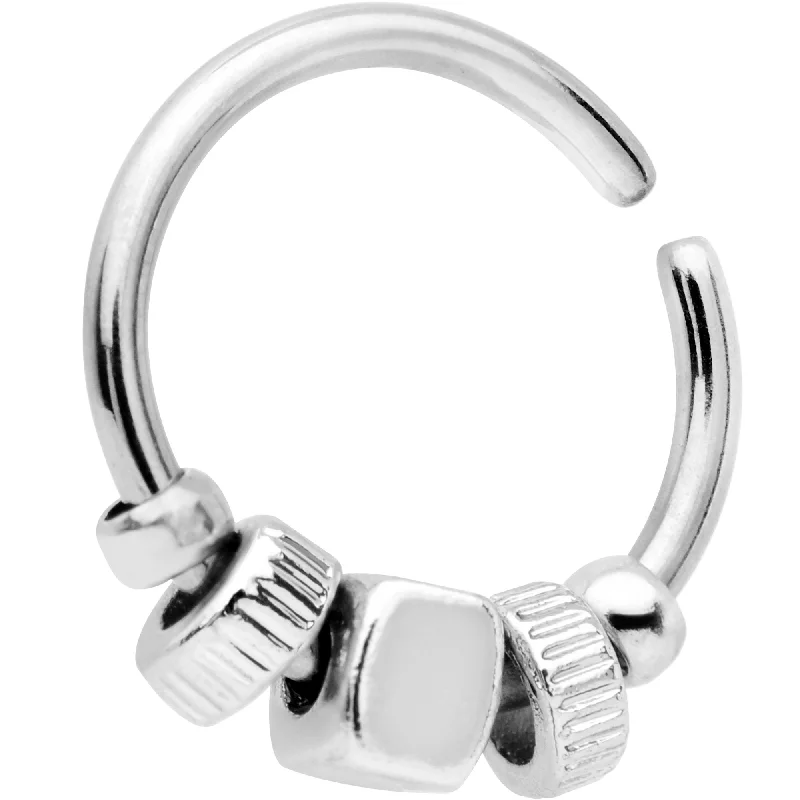 Nose Rings for Fashion-Forward Women -18 Gauge Silver Tone Square Bead Annealed Seamless Circular Ring Nose Rings for Fashion-Forward Women -18 Gauge Silver Tone Square Bead Annealed Seamless Circular Ring