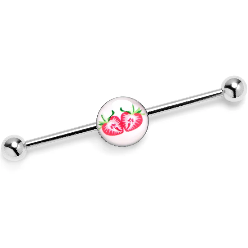Women's Earrings – Elegant Designs for Every Personality--14 Gauge Screaming Strawberry Horror Fruit Industrial Barbell 38mm