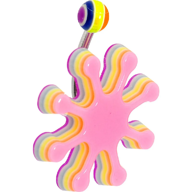 Trendy Belly Rings for Statement Fashion -Light Pink Acrylic Multi Layered Paint Splash Belly Ring Trendy Belly Rings for Statement Fashion -Light Pink Acrylic Multi Layered Paint Splash Belly Ring