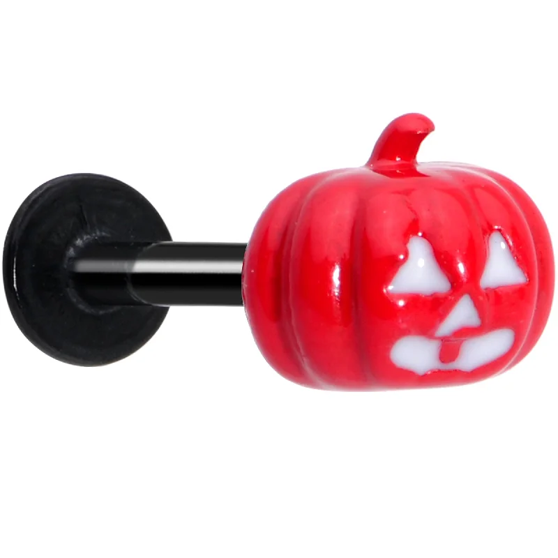 Silver Lip Rings for Subtle Glam16 Gauge 5/16 Black Orange Pumpkin Halloween Labret Monroe Tragus