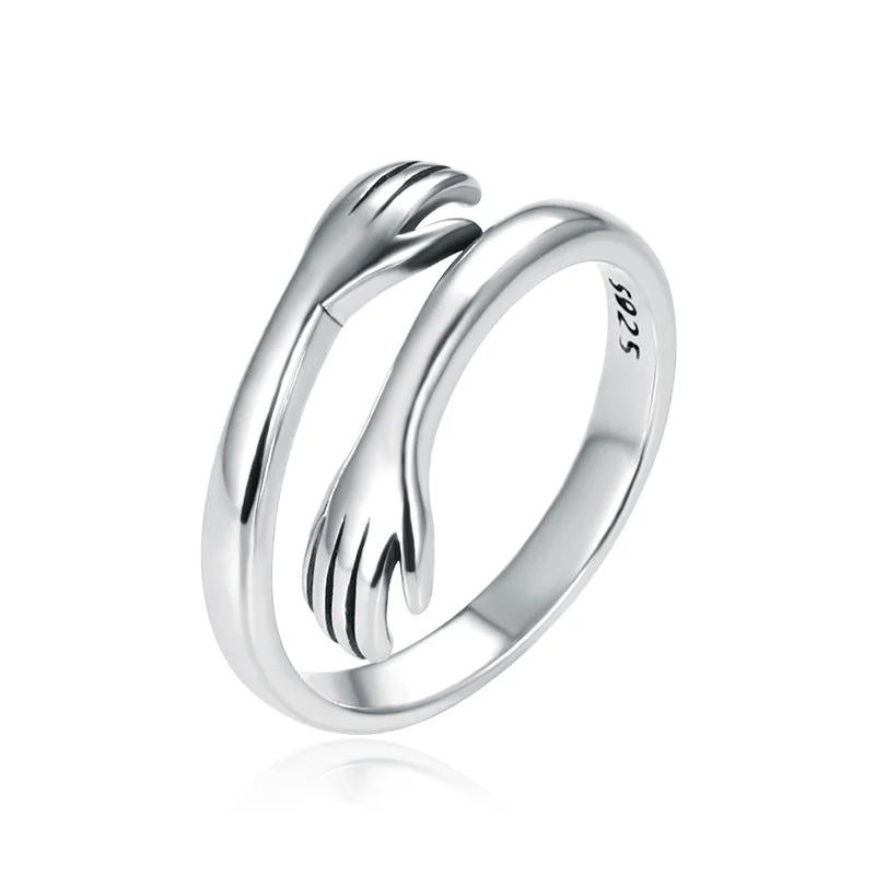 Chic Women's Rings for Fashion-Forward Looks-Buddha Stones 925 Sterling Silver Love Hug Thumb Ring Chic Women's Rings for Fashion-Forward Looks-Buddha Stones 925 Sterling Silver Love Hug Thumb Ring