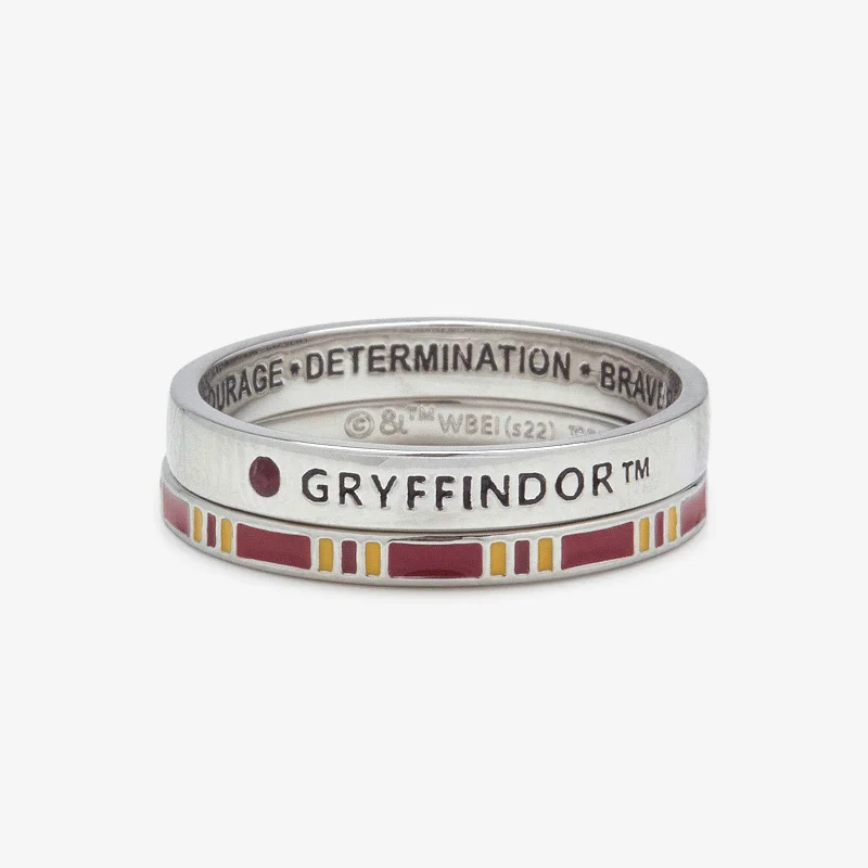 Chic Women's Rings for Fashion-Forward Looks-Gryffindor™ House Ring Stack
