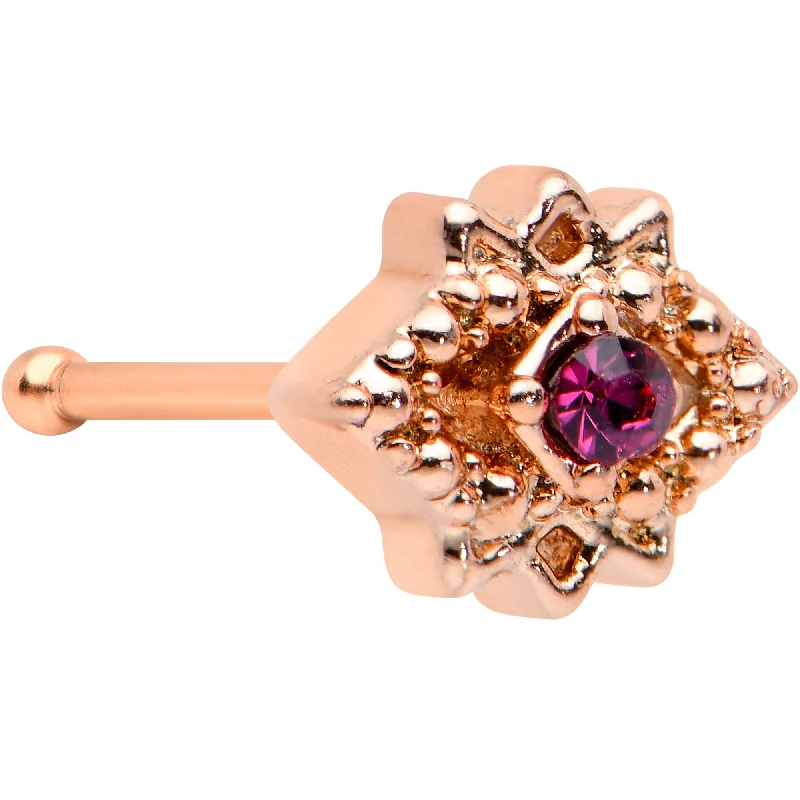 Nose Rings for Long-Lasting Wear -20 Gauge 1/4 Red Gem Rose Gold Tone Octogram Star Nose Bone Nose Rings for Long-Lasting Wear -20 Gauge 1/4 Red Gem Rose Gold Tone Octogram Star Nose Bone