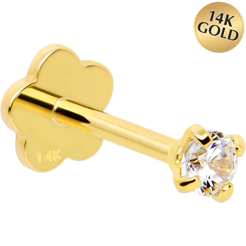 Lip Rings for Bold Fashion Statements14k Yellow Gold Flat Back Earring 20 gauge 2mm CZ Floral Reversible Lip Rings for Bold Fashion Statements14k Yellow Gold Flat Back Earring 20 gauge 2mm CZ Floral Reversible