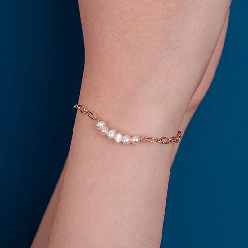 Women's Earrings – Elegant Designs for Every Personality--Iris Rose Gold Freshwater Pearl Bracelet