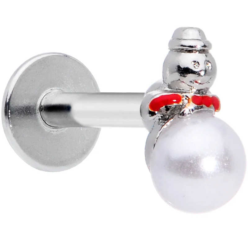 Lip Rings with Multicolored Stones16 Gauge 5/16 Pearlescent Orb Snowman Christmas Labret Monroe Tragus