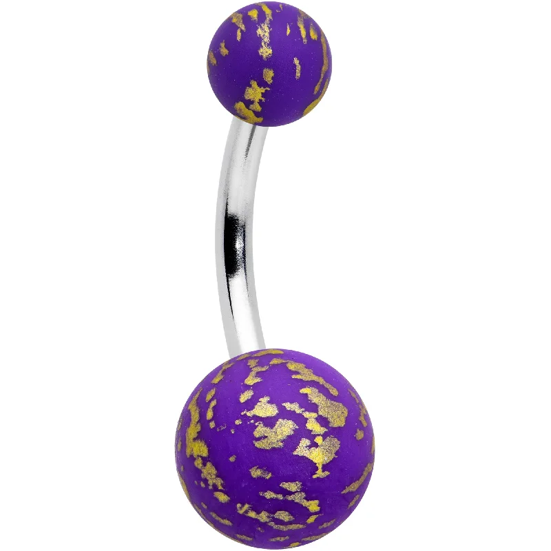 Comfortable Belly Rings with Modern Appeal -Matte Purple Splatter Pattern Belly Ring Comfortable Belly Rings with Modern Appeal -Matte Purple Splatter Pattern Belly Ring