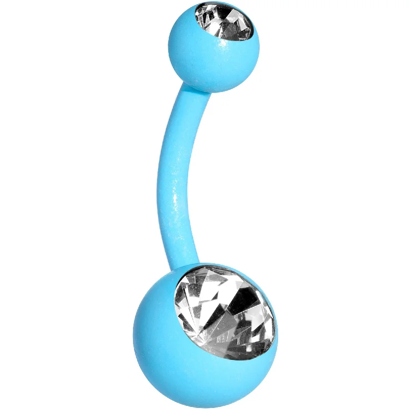 Trendy Belly Rings for Bold Style -14 Gauge 3/8 Clear Gem Sky Blue Glow In The Dark Effect Plated Belly Ring Trendy Belly Rings for Bold Style -14 Gauge 3/8 Clear Gem Sky Blue Glow In The Dark Effect Plated Belly Ring