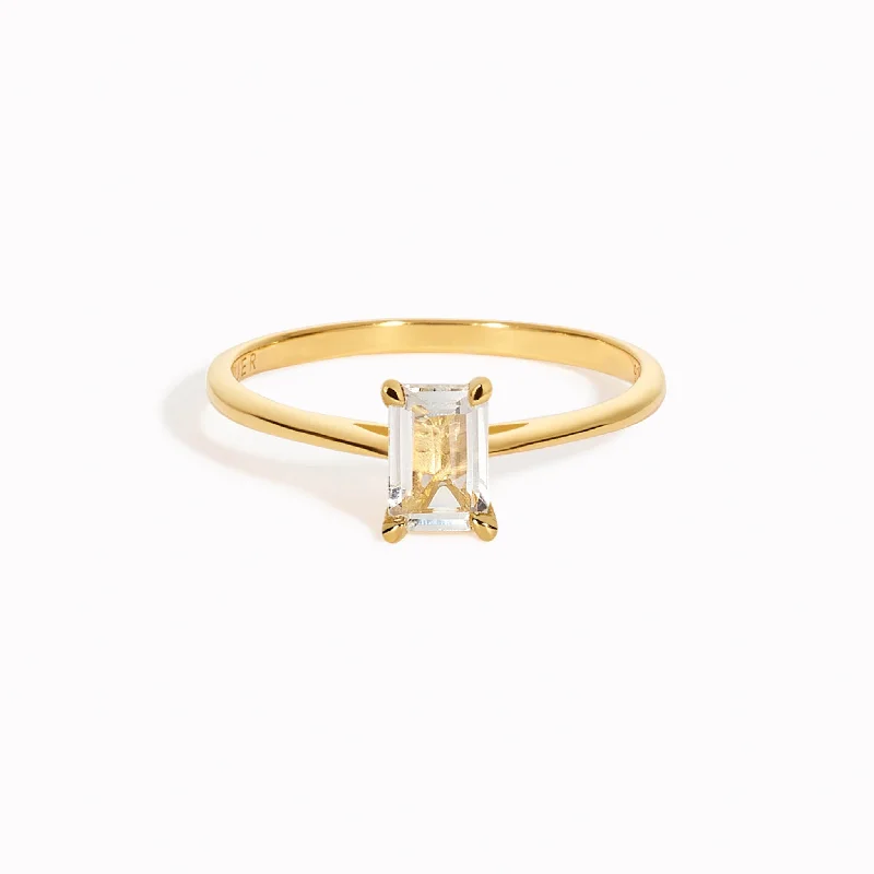Chic Women's Rings for Fashion-Forward Looks-Baguette Ring White Topaz - Charlotte