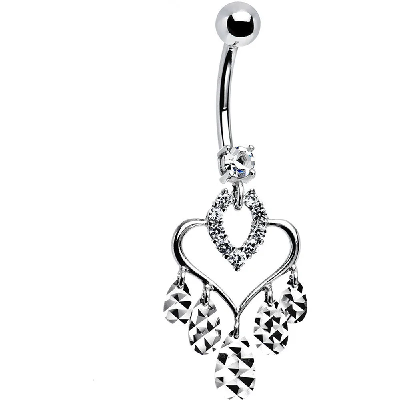 Elegant Belly Rings for Special Celebrations -16 Gauge Solid 14kt White Gold Majestic Heart Chandelier Belly Ring Elegant Belly Rings for Special Celebrations -16 Gauge Solid 14kt White Gold Majestic Heart Chandelier Belly Ring