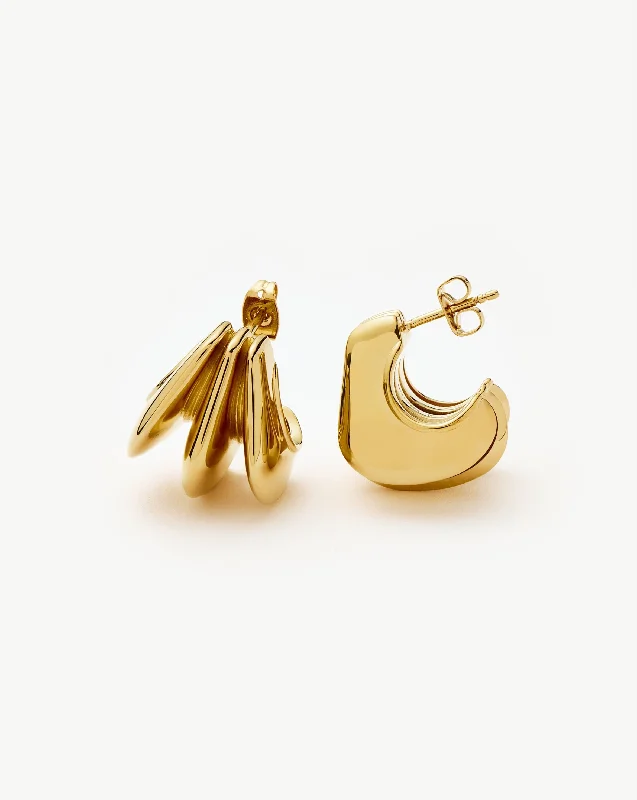 Women's Earrings – Elegant Designs for Every Personality--Hera Dome Triple Ridge Hoop Earrings | Gold Plated Women's Earrings – Elegant Designs for Every Personality--Hera Dome Triple Ridge Hoop Earrings | Gold Plated