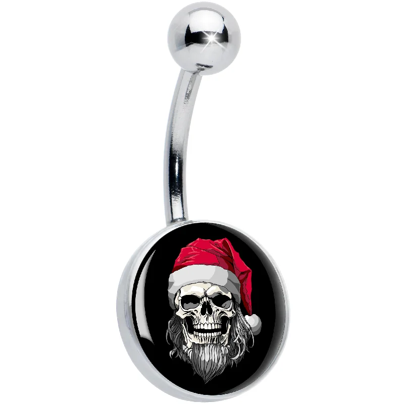 Belly Rings with Vibrant Stones for Stunning Effect -Holiday Skeleton Santa Claus Belly Ring Belly Rings with Vibrant Stones for Stunning Effect -Holiday Skeleton Santa Claus Belly Ring