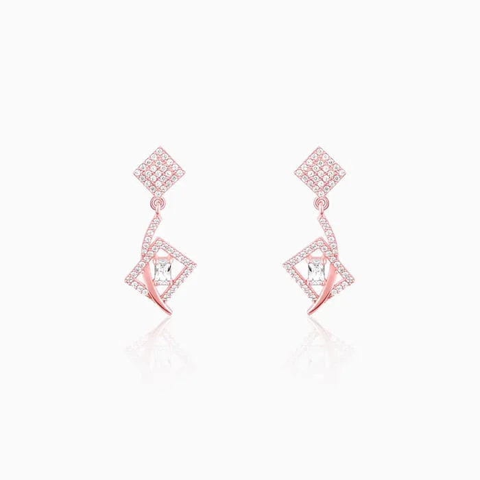 Women's Earrings – Elegant Designs for Every Personality--Rose Gold Zircon Studded Twig Earrings