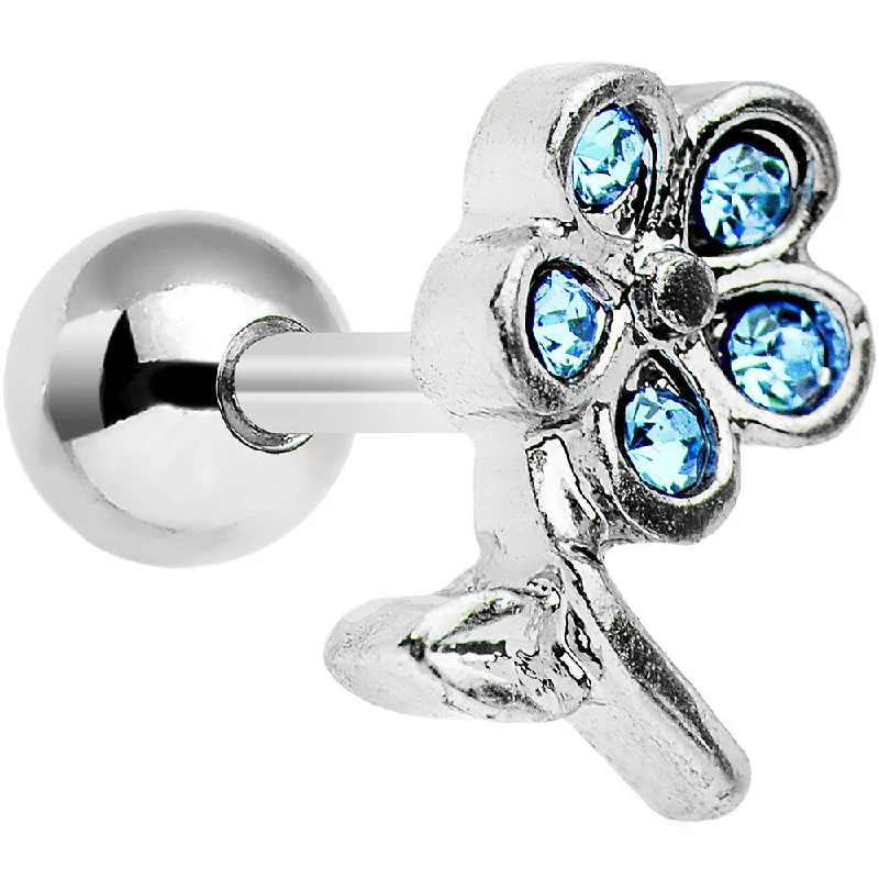 Women's Earrings – Elegant Designs for Every Personality--16 Gauge 1/4 Aqua Gem Petal Flower Right Ear Cartilage Earring