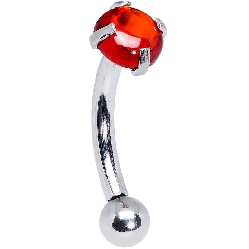 Women's Earrings – Elegant Designs for Every Personality--16 Gauge 5/16 Red CZ Gem Internally Threaded Curved Eyebrow Ring
