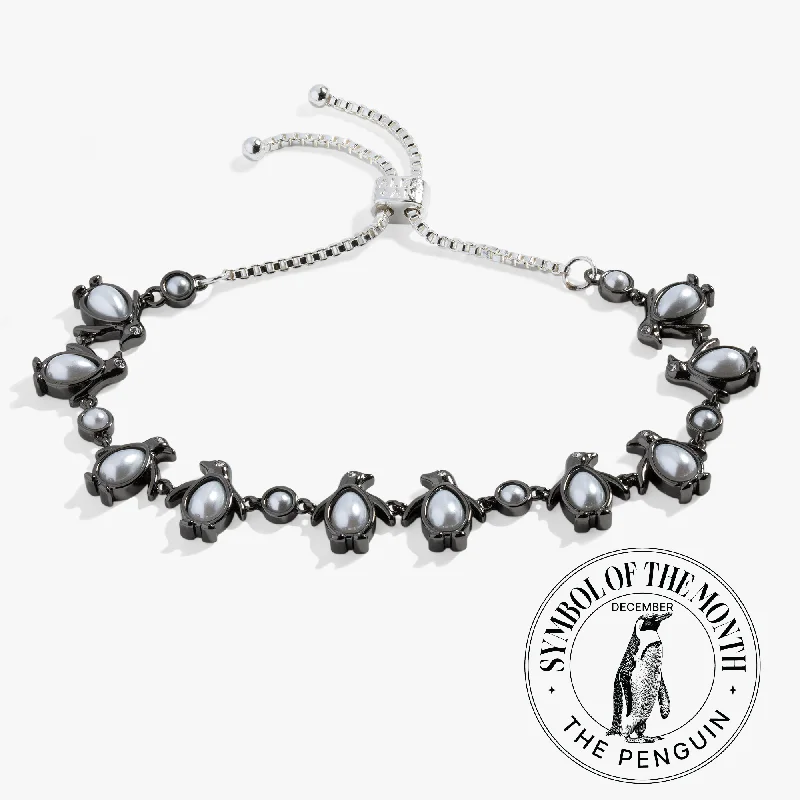 Women's Bangle Bracelets with Glass Details-Penguin Bolo Bracelet