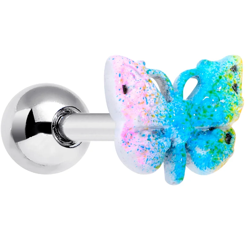 Women's Earrings – Elegant Designs for Every Personality--16 Gauge 1/4 Baroque Rainbow Butterfly Cartilage Tragus Earring Women's Earrings – Elegant Designs for Every Personality--16 Gauge 1/4 Baroque Rainbow Butterfly Cartilage Tragus Earring