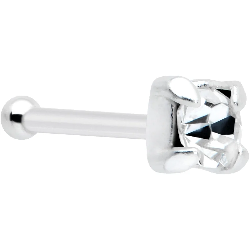 Stylish Nose Rings for Trendy Look -Sterling Silver 2mm Clear Nose Bone Created with Crystals Stylish Nose Rings for Trendy Look -Sterling Silver 2mm Clear Nose Bone Created with Crystals