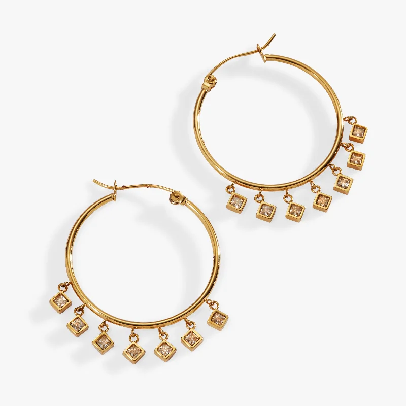 Women's Earrings – Elegant Designs for Every Personality--Princess Cut Crystal Hoop Earrings