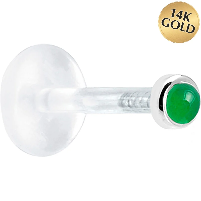 Women's Earrings – Elegant Designs for Every Personality--16 Gauge 1/4 Solid 14KT White Gold 2mm Genuine Jade Bioplast Tragus Earring Stud Women's Earrings – Elegant Designs for Every Personality--16 Gauge 1/4 Solid 14KT White Gold 2mm Genuine Jade Bioplast Tragus Earring Stud