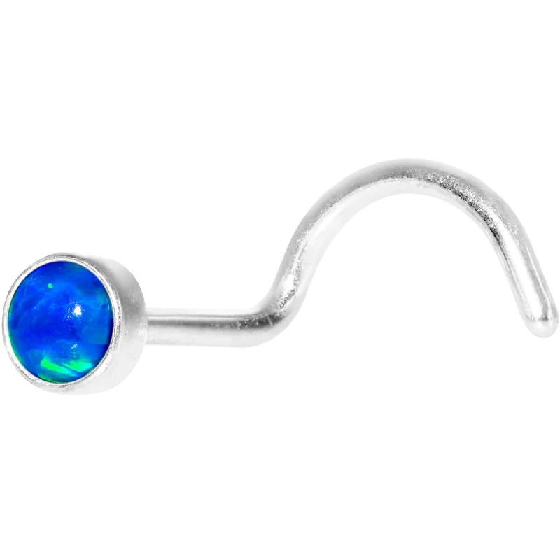 Nose Rings for a Fun Look -Blue 3mm Synthetic Opal Press Fit Left Nose Screw